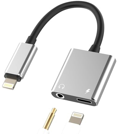 Adaptateur Lightning vers Jack AUX 3,5 mm (2 en 1) pour iPhone 14 13 Pro Adapter pour iPad pour Apple Auxiliaire Audio Câble Chargeur Connecteur Charger Headphones Accessoires Convertisseur Double