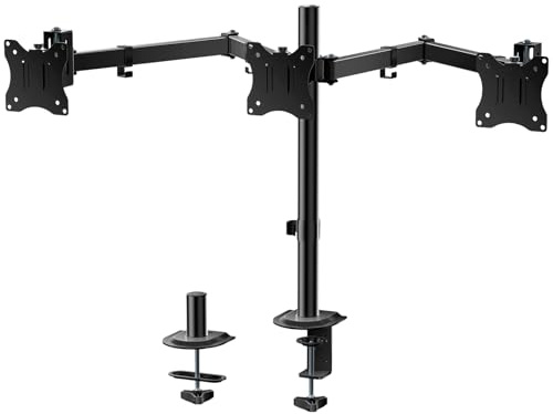 WALI Dreifach-Monitorhalterung, robuster Dreifach-Monitorständer für 13-27 Zoll Bildschirme, verstellbare Schreibtischhalterung für 3 Monitore mit Drehgelenk, Neigung, Drehun(M003SN),Schwarz