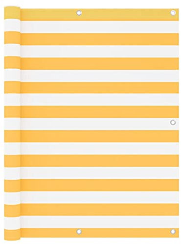 Xichuzi Toldo para balcón, Malla Protectora Balcon, Malla De Ocultacion, para Cubrir Vallas, Tela Ocultacion Jardin, Tela Oxford Blanco y Amarillo 120x600 cm