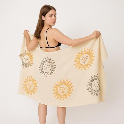 OZDESIGN Handmade Turkish Peshtemal Towel – 100% Cotton, Stone Printed, Lightweight, Quick Dry Bath, Beach and Spa Towel, 95x175 cm, Soft and Absorbent