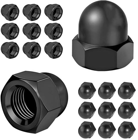 Qrity 20 Stück M3 Hutmuttern, Sechskant Hutmuttern, Kuppelkopf, Dekorative Kappenmutter für Schrauben Bolzen, Schwarz