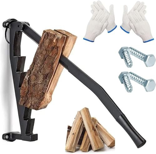 Manual Log Splitter - Wall Mounted Screw Type for Efficient Firewood Cutting - Perfect for Home BBQ Grills and Heating