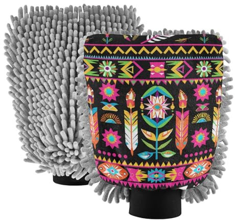 Guanto da lavaggio antigraffio con fiori in stile bohémien per lavaggio auto