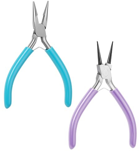 Round Nose Pliers, 4.5Inch Craft Pliers for Craft, Wire Looping & Bending Tools Suitable for DIY Projects Wire Wrapping Electronic Repair（Round-Nose & Needle-Nose