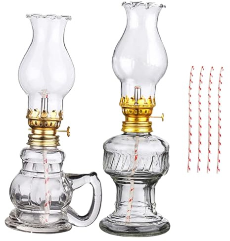 BESTYASH Retro Glas Petroleumlampe Innenbereich Öllampe Zuhause Dekoration Wohnzimmer Schlafzimmer Campinglampe Outdoor Kerosinlampe Buddha Anbetung Tischlampe