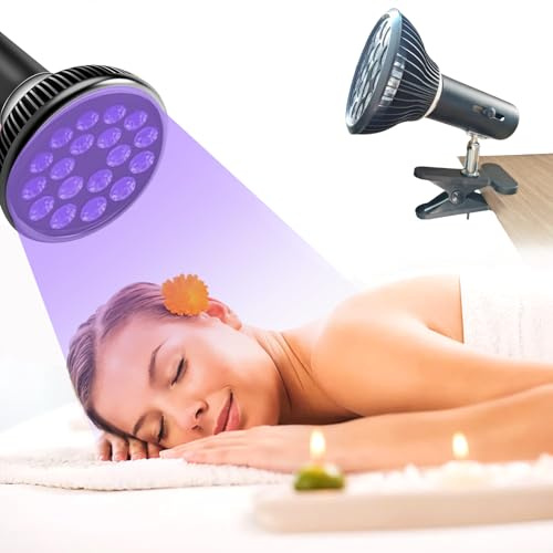 Bräunungslampe für zu Hause, 54 W, Bräunungslampe, geeignet für Gesicht und Körper, UV-Lampe, Sonnenlampe um 180 ° drehbar, für Gesicht und Körper, mit Augenmaske, für Bronzehaut (A)