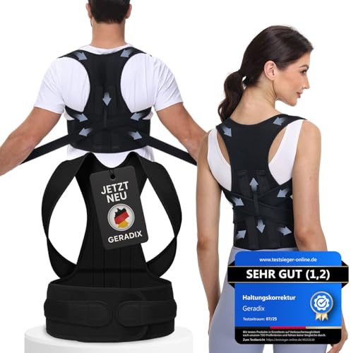 GERADIX Haltungskorrektur Damen Herren Rückenstützgürtel Haltung Korrektur Gurt Back Posture Corrector Verstelbare Haltungstrainer Rückengurt für Schulter Nacken (L)