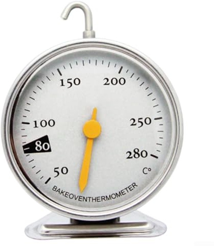 Ofenthermometer 50-280°C Edelstahl mit hitzebeständigem Glas, genaue Kochtemperaturanzeige zum Backen, Braten und Grillen in der Küche