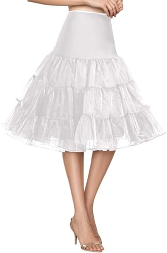 Générique Jupon sous Robe Femme Tutu Jupons pour Femmes Style Rétro Evasée Années 1950s Rockabilly Doux Jupons Élégant Jupon sans Baleine pour Soirée Cocktail Mariage Anniversaire (White, One Size)