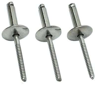 100 Rivetti Ciechi a Flangia Larga, Rivetti a Strappo a Testa Bombata in Acciaio Inossidabile da 4,0mm 4,8mm, Rivetti Argentati per Esterno, Nautica, Industria(4.0X16X12mm)