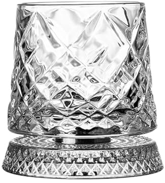 Vasos de whisky giratorios, taza giratoria de estilo antiguo con posavasos, taza de café de cóctel Bourbon, para hombres, papá, abuelo, marido, hijo, familia
