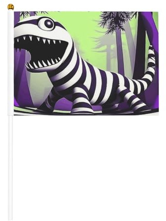 Mini bandiere di mostri carini su bastone – 14 x 20,8 cm piccole bandiere USA per esterni, decorazioni 4 luglio, decorazione patriottica, asta per bandiera portatile, bandiere palmari, sei pezzi