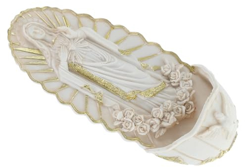 Beavorty Acquasantiera in Resina Decorazione Murale Cattolica per Ingresso Casa e Chiesa, Acquasantiera da Parete Simbolo Religioso per Spazi Sacri e Fede