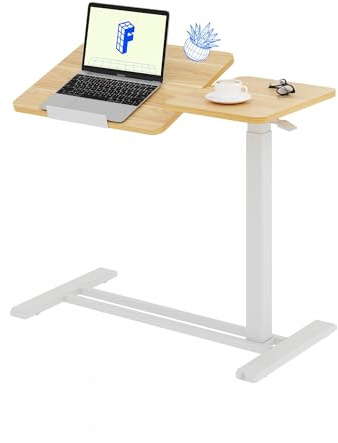 FlexiSpot Mesa Auxiliar Ajustable en Altura para Sofá y Cama,Mesa Portátil con Tablero Semi Abatible,Mesa para Portátil en Forma de C con Ruedas Ocultas,Escritorio Móvil para Dormitorio y Salón,Arce