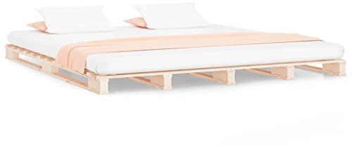 XHNIFBN Palettenbett 120x190 cm Kiefernholz Massiv unbehandelt Modernes Bettgestell mit Lattenrost Bodenbett für Jugendzimmer Gästezimmer Single Schlafzimmer Wohnung