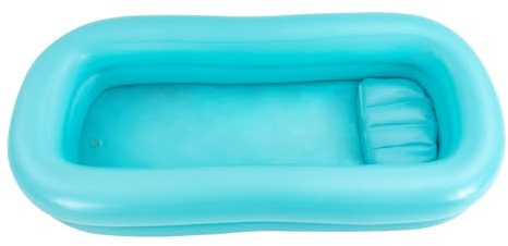 Baignoire Gonflable Médicale 212x96x37cm – Lit Douche avec Pompe Électrique 150W, Coussin Cervical, Sac Eau 10L, Double Couche Anti-Éclaboussures, Personnes Âgées Handicapées Alitées