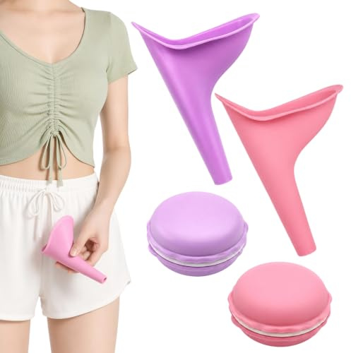 JazRvr 2 Stück Urinella Für Frauen, Female Urinal Wiederverwendbar Und Tragbar, Mit 2 Aufbewahrungsbox, Pinkelhilfe für Frauen Für Unterwegs, für Reisen Wandern, Camping, Aktivitäten, Auto