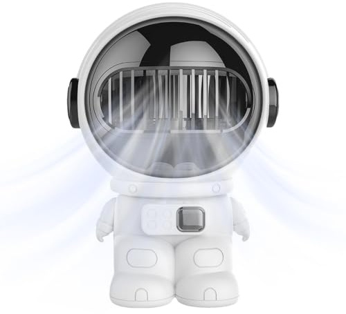 Bladeless Desk Fan Astronaut Shape Small USB Desk Fan Safe Functionality | Electric Portable Mini Handheld Personal Cooling Tool USB Powered for Student Home Kitchen Bedroom