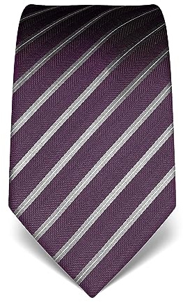 Vincenzo Boretti cravatta elegante classica da uomo, 8 cm x 15 cm, di pura seta di alta qualità, idrorepellente e antisporco, motivo a righe lilla scuro