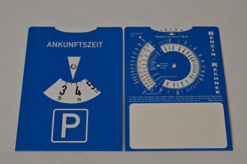 Unbekannt 10 X Parkscheiben mit Benzinrechner aus Pappe für KFZ Parkscheibe Parken mit Werbefeld für Stempeleindruck usw. Wurfware