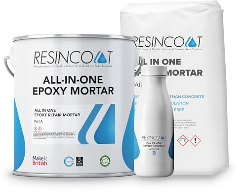 Resincoat - All-in-One Concrete Repair Mortar, 3-Part Epoxy Mortar Mix, Heavy-Duty Mortar Repair for Surface Filling, Pothole Repair, and More, Rapid Cold-Curing Epoxy, 5kg, Mid/Silver Grey