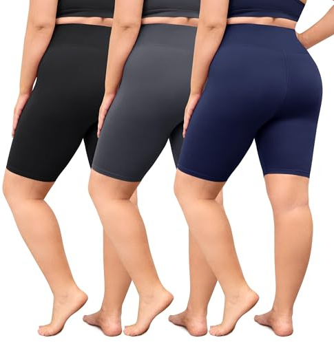 VALANDY Creamlush 3 Pack Cycling Shorts for Women - 8 High Waisted Buttery Soft Athletic Yoga Shorts (S-5XL)