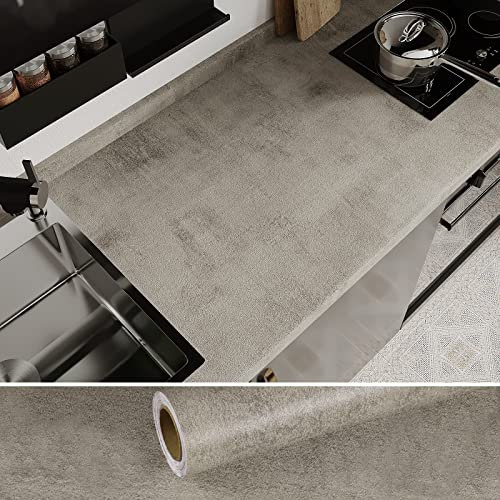 VEELIKE Tapete Betonoptik Grau 40cm×900cm Wandtapete Retro Vintage Selbstklebende Folie Industrial Klebefolie Küchenrückwand Gartendeko Wasserfest Wanddeko Wohnzimmer Tapeten Muster für Schlafzimmer