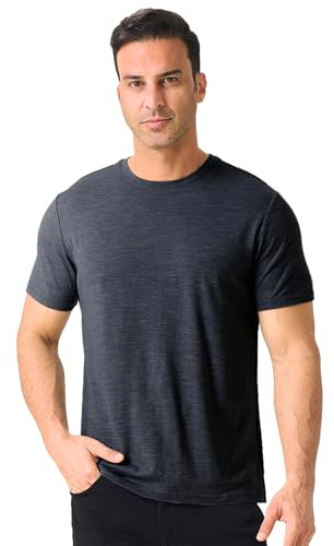 Merino Protect 100% Merino Wool T Shirts for Men Odor Resistance Base Layer Hiking Travel T-Shirt Soft Undershirt
