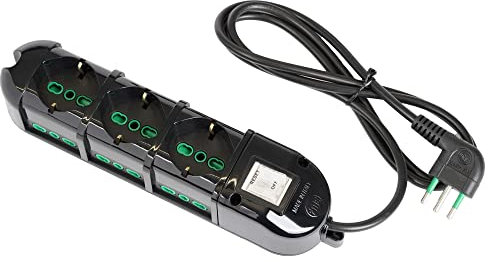 FANTON 481234-B Multipresa 3 presa bivalente ciabatta elettrica per spine italiane grandi e tedesche 6 presa bivalente laterali per spine piccole/grandi