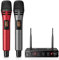TONOR Microfono Senza Fili, Set di Microfoni a Mano per Karaoke, UHF Sistema con Ricevitore, Set di Microfoni Wireless per Karaoke Domestico, Feste, Chiese, DJ, Matrimoni, Discorsi TW350, Rosso