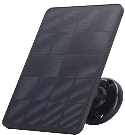 Panel Solar para Cámara de Seguridad, Panel Solar de Cámara Micro USB de 4 W 5 V, Fuente de Alimentación Continua Impermeable para Cámara de Seguridad con Batería Recargable (Negro)