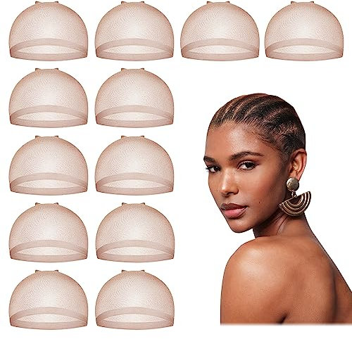 Dreamlover Gorros de Pelucas Transparente y Transpirable, Redecilla Peluca HD Alta Definición, Marrón Oscuro 12 Piezas
