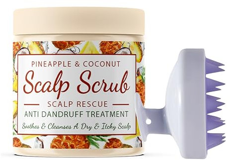 CalmGrace Exfoliating Scrub with Silicone Brush | Coconut & Pineapple Scent | Scalp & Hair Care Set for Dandruff & Itchy Scalp