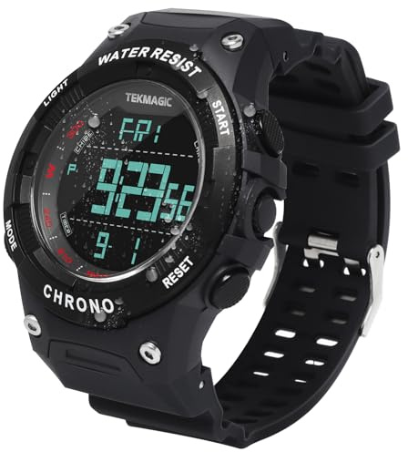 TEKMAGIC 10 ATM wasserdichte Sportarmbanduhr zum Schwimmen und Tauchen mit Mehreren Funktionen von Wecker, Chronograph, Timer Countdown, Dualzeit, Kalender, 12 und 24 Stunden Format Umschaltbar
