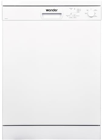 Wonder Lavavajillas 60 cm Blanco WJ12600E. 1900W, 12 Cubiertos, 2 Bandejas, 5 Programas, Control Electrónico, Función Stop&Go, Secado Super Active, Bajo nivel Sonoro, Eficiencia Energética Clase E