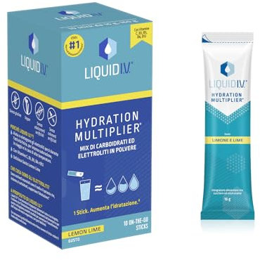 Liquid I.V., Integratore con Elettroliti per Idratazione Rapida*, Vitamine C B3 B5 B6 B12 per l'Energia, Gusto Limone e Lime, 10 stick