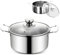 PRITOK Pentola in acciaio inox a induzione: pentola 20 cm con fondo a 3 strati, 3 l, pentola per carne con coperchio in vetro, sana e non rivestita, lavabile in lavastoviglie per tutti i piani cottura