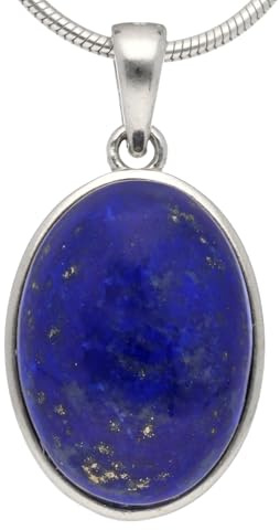Lebensquelle Plus Eleganter Edelstein Anhänger oval | In 925er Silber gefasst mit Öse | 18 x 13 mm