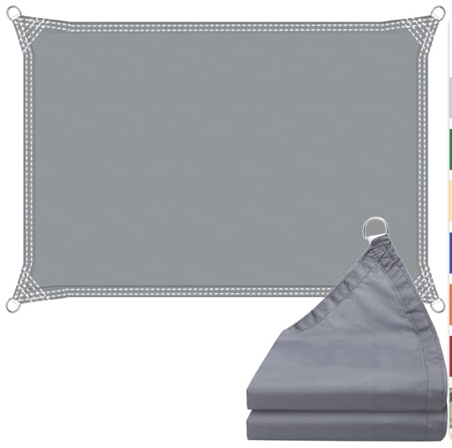 Sun Shade Sail 1.5m x 4m Rectangular Sunscreen Waterproof Awning Canopy, 180g/㎡ Shade Cover UV Block with Free Rope for Outdoors Activities, Garden, Patio, Yard, Party. (Gray)