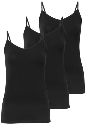 Marks & Spencer Lot de 3 Maillots de Corps en Coton à Bretelles Noir Femmes UK 22 (EU 50)