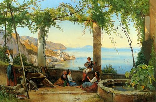 PMEFGJDPE Dipinti Famosi Stampa Tela Poster Artistico Poster Sorrento de Giacinto Gigante per L'arredamento Della Camera da Letto 60x90cm