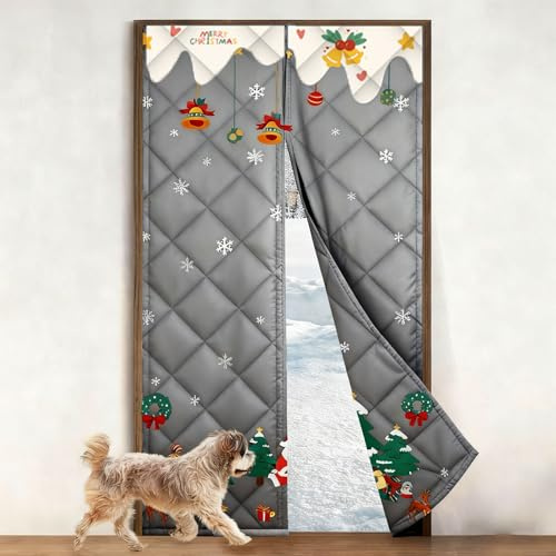 Magnet Wärmeschutzvorhang für Türen Thermo Türvorhang Kälteschutz Schutz Panel-Isolierung Türabdeckung für Schlafzimmer Balkontür Terrassentür 85×190cm 100×200cm 70×180cm(Without Window,220x250cm)