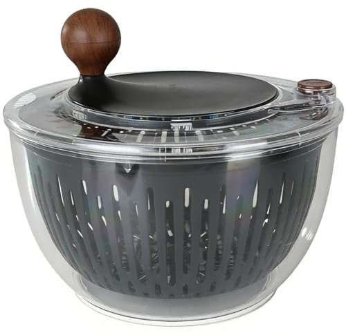 LokRoad Salad Spinner, 5.3 Qt Large Lettuce & Vegetable Cleaner with Non-Slip Bottom, Quick Stop Button, Dishwasher Safe Fruit Washer, BPA-free, Black