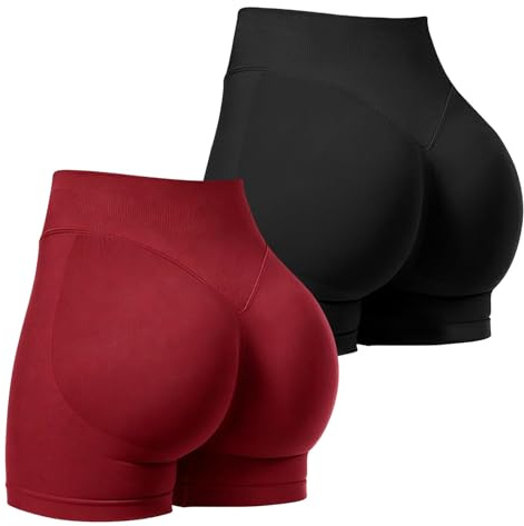 GOZINA 2 PCS Gym Shorts for Women High Waist Booty Shorts - Multiple Sizes Running Yoga Sports Cycling Shorts, High Elasticity Women's Shorts