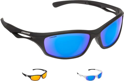 Cressi Sniper Sunglasses Black Mirrored Lens Blue