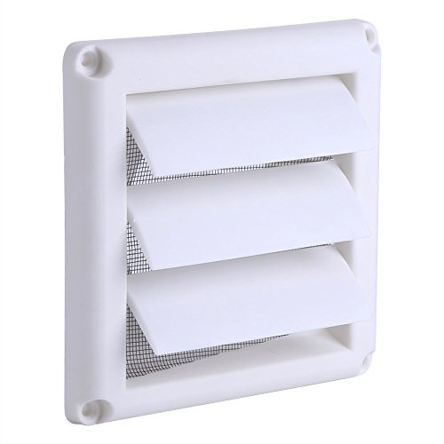 Bouche d'aération plastique 20x20cm avec 3 volets et moustiquaire, grille de ventilation murale pour extracteur d'air, cuisine et salle de bain
