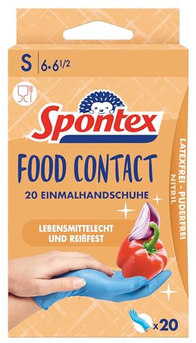 Spontex MAPA - Contact Alimentaire - Gants Fins en Nitrile - Recyclables avec TerraCycle® - Testés pour tous types d'aliments - TBC - Taille S