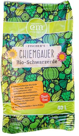 EM-Chiemgau Bio Blumenerde [Torffrei] mit Effektiven Mikroorganismen & Pflanzenkohle | voraktivierte Anzuchterde Grow-Erde & Rasenerde - für kräftige Pflanzen, Blüten, Kompost & Garten (40 L)