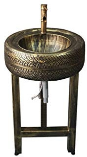 F-HOME Lavabo, Lavabo industriale in ferro battuto a pavimento di un pezzo ristorante retrò lavabo (colore: Bronzo)
