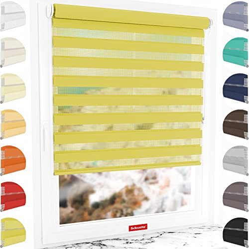 Schuette® Rollo ohne Bohren & mit Bohren 2in1 ● Tag & Nacht Doppelrollo Kollektion: Sour Lime (Gelb) ● 60 x 130 cm (Breite x Höhe) ● Suprafix Klemmrollo = Klemmfix 2.0 ● 60s Montage mit Video